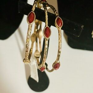 Elegant Gold and Red Women's Bangles
